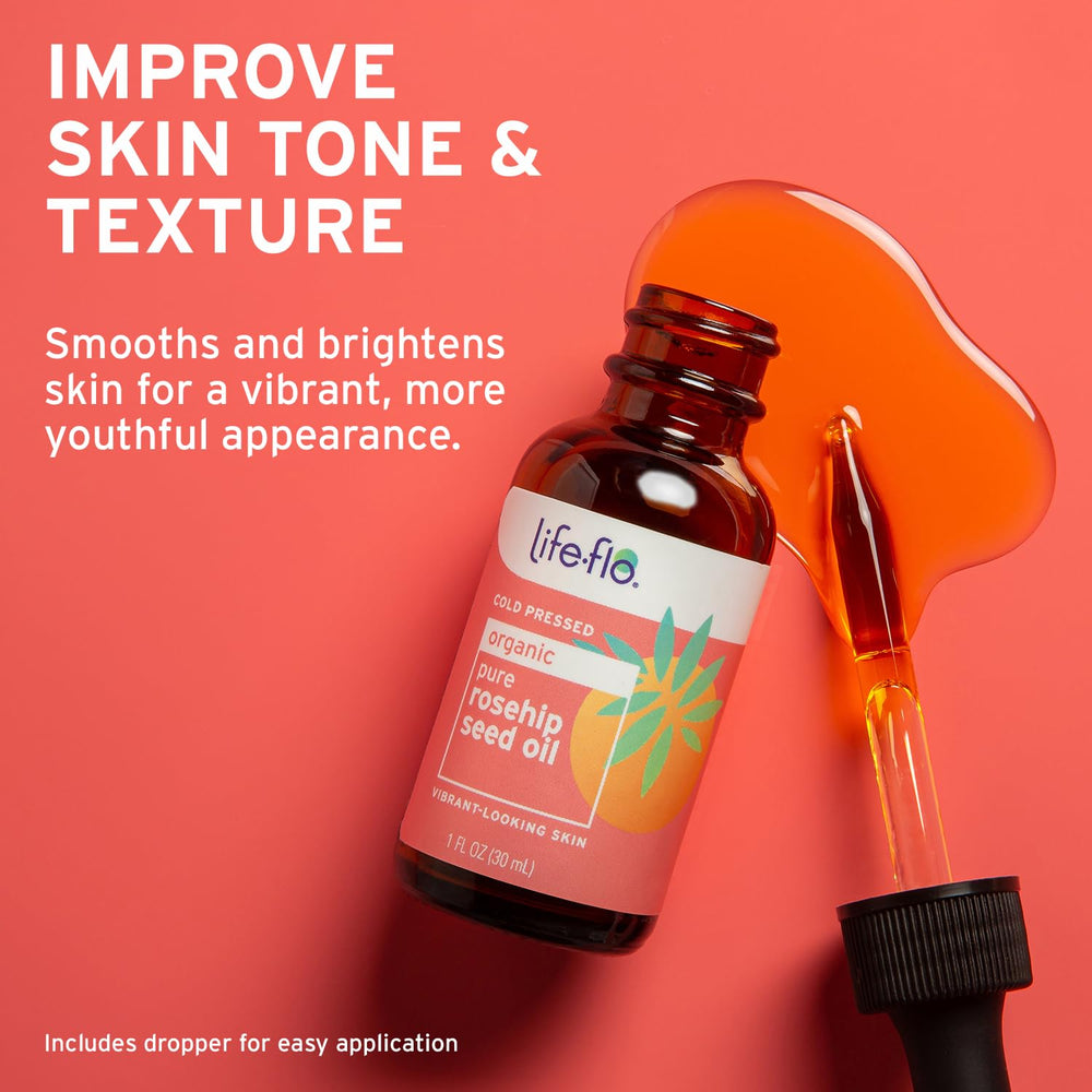 Ingrédients naturels LIFE-FLO huile d’argousier, sans additifs, pour une routine simple.