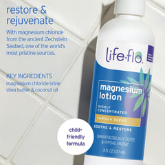 LIFE-FLO Magnesium Lotion : massage facile, soulagement ciblé pour muscles et articulations.