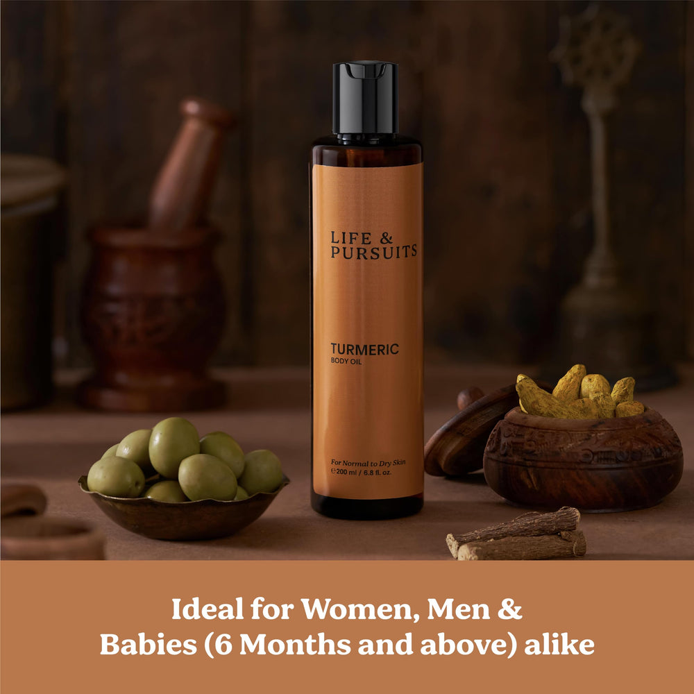 Life & Pursuits Turmeric Body Oil – éclat naturel et peau lumineuse grâce aux huiles végétales.