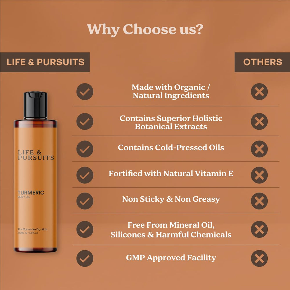 Life & Pursuits Turmeric Body Oil – massage des mains pour hydrater et assouplir.
