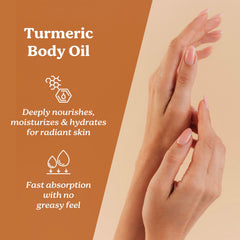 Life & Pursuits Turmeric Body Oil – texture légère et absorption rapide.