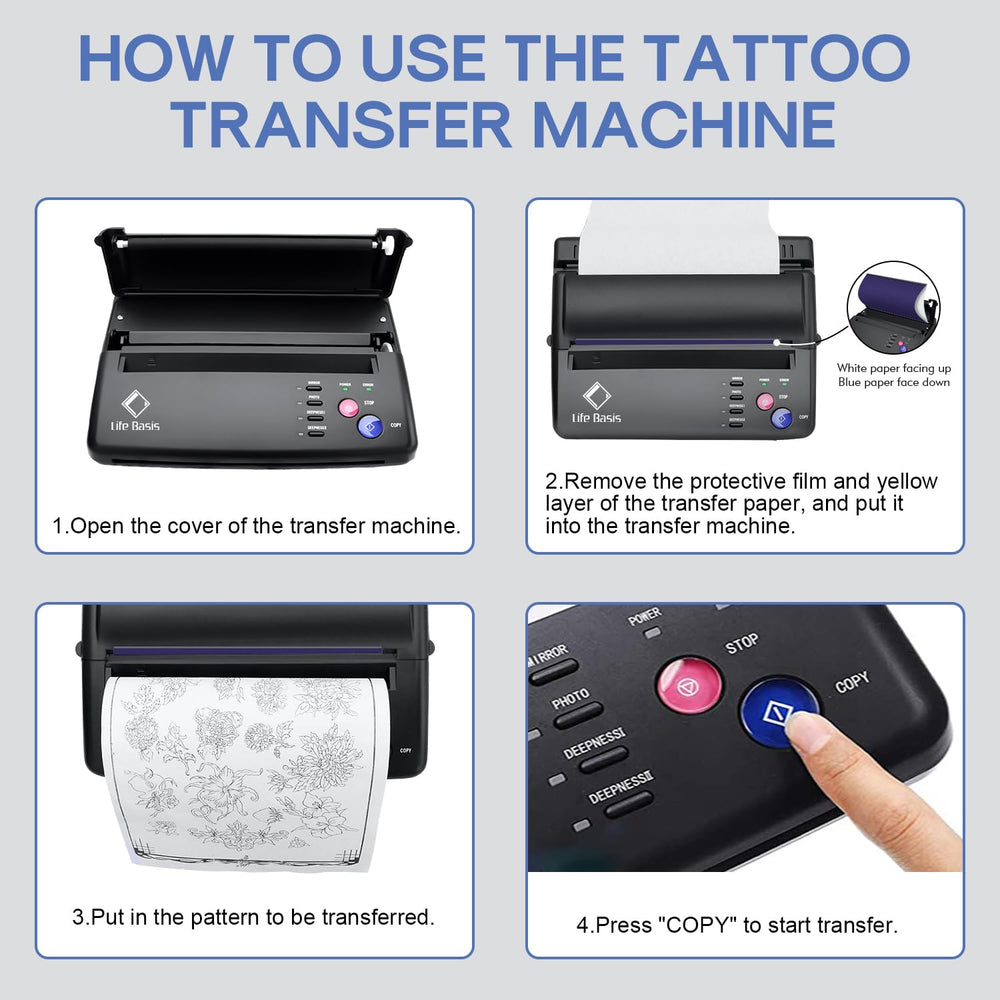 LifeBasis imprimante transfert tatouage 30 feuilles stencil incluses