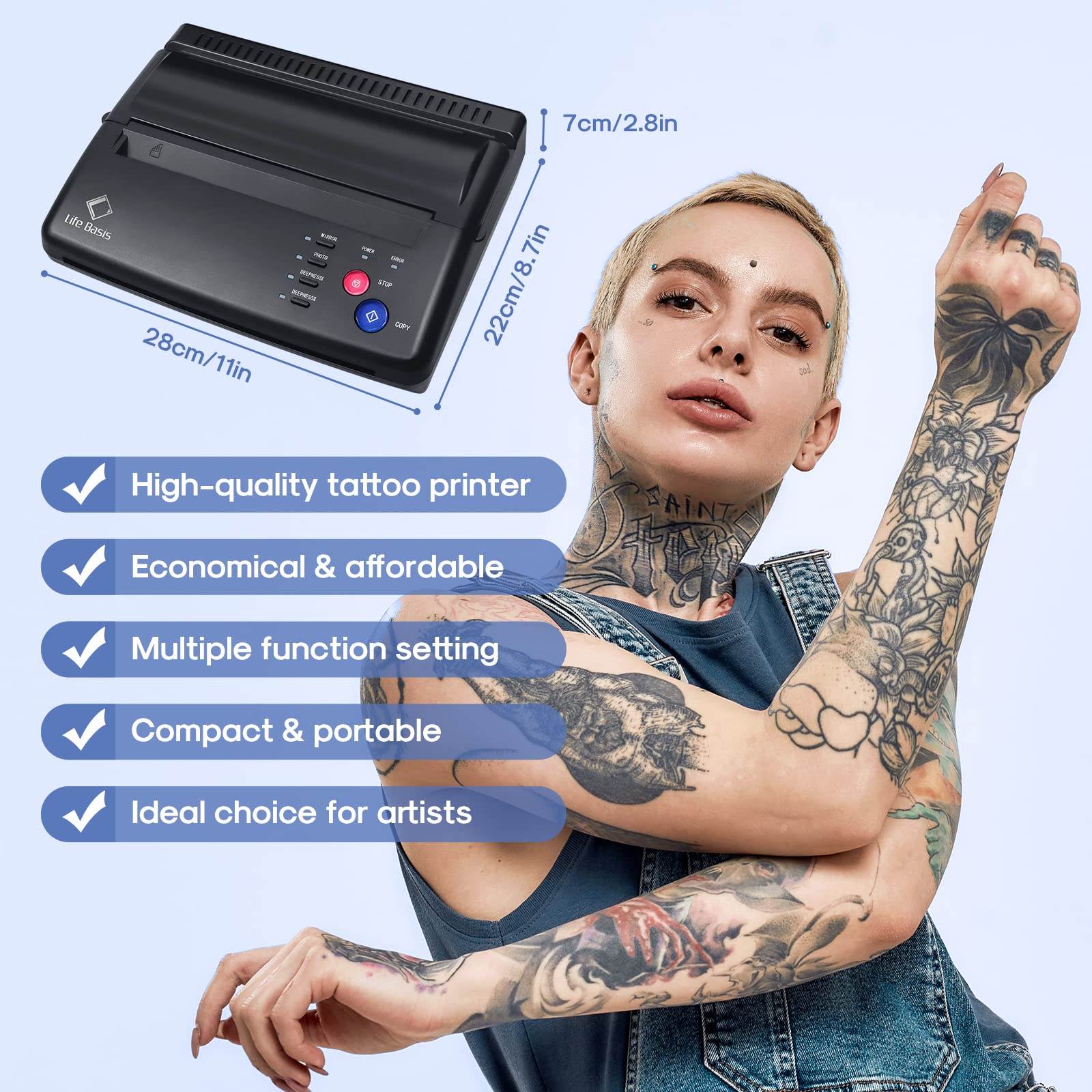 LifeBasis imprimante transfert tatouage corps léger et portable