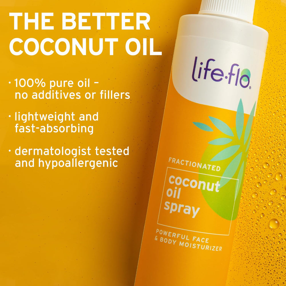 LifeFlo huile coco fractionnee Spray 236ml – discipline les frisottis et apporte brillance naturelle.