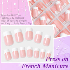 Lifextol ongles Français pointe blanche forme carrée, look élégant pour toutes occasions.