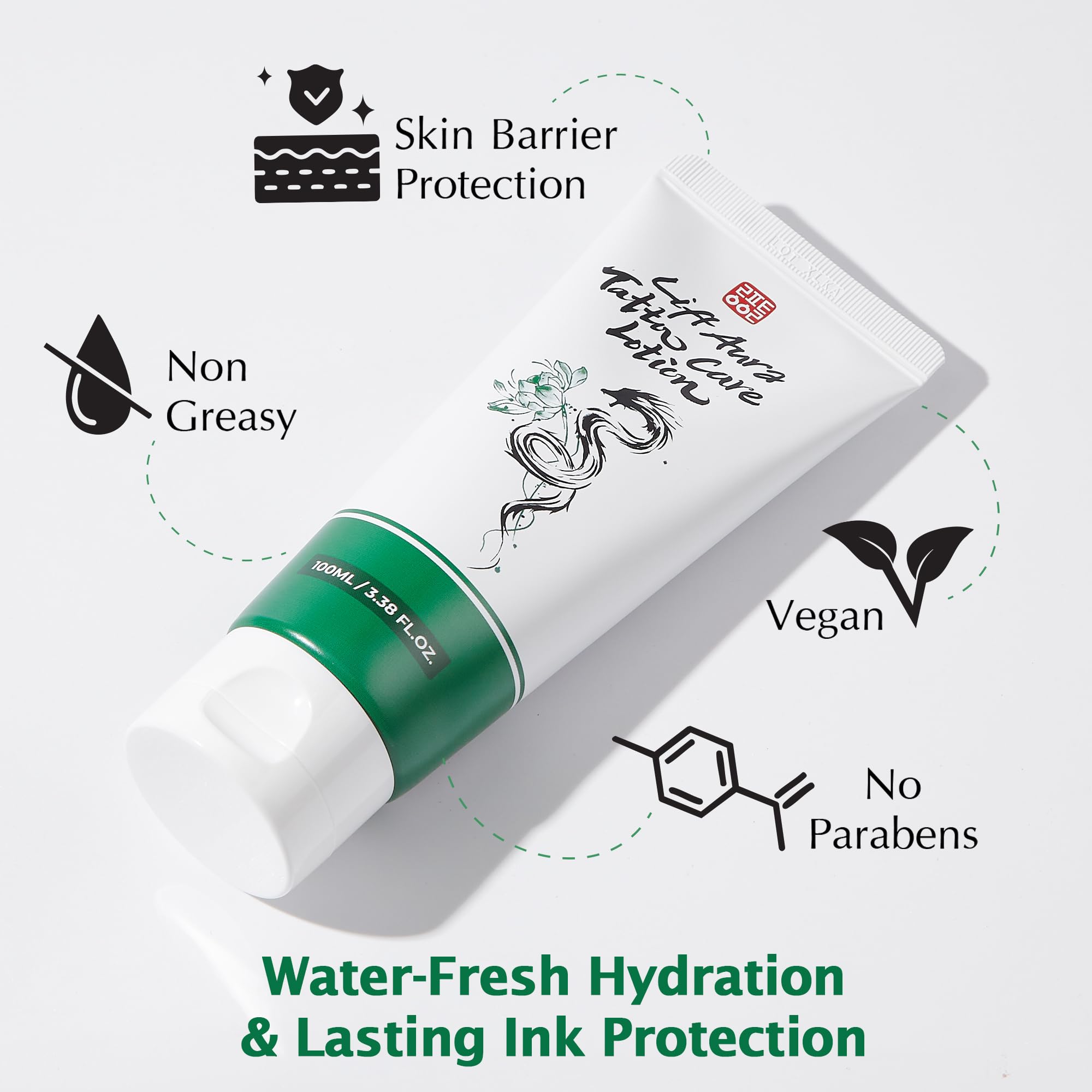 LiftAura hydratation quotidienne pour tatouage, douceur et fraîcheur durable.