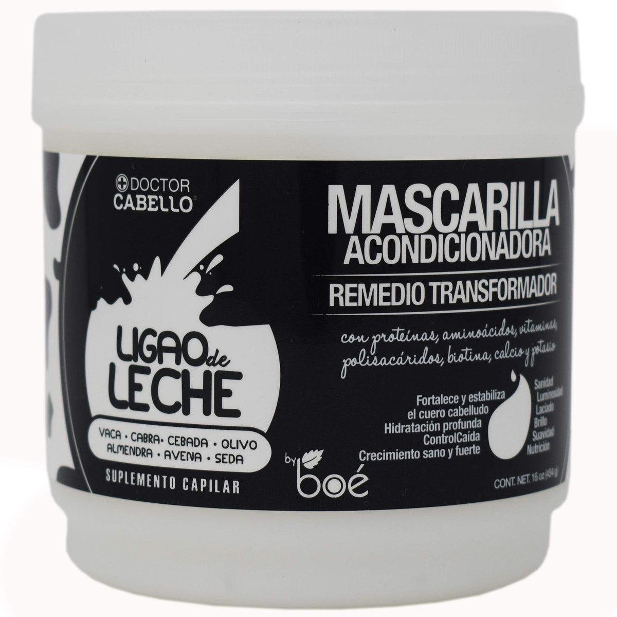 Masque capillaire LIGAO DE LECHE, emballage 16onces, soin nourrissant