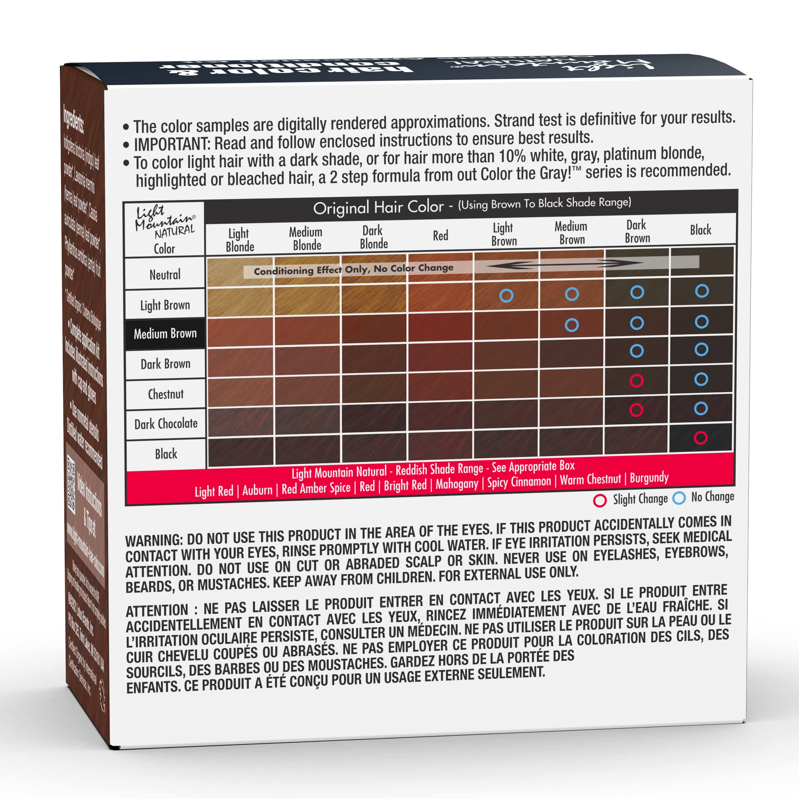 Light Mountain Henné Color Kit Accessoires: kit pratique pour une application facilitée.