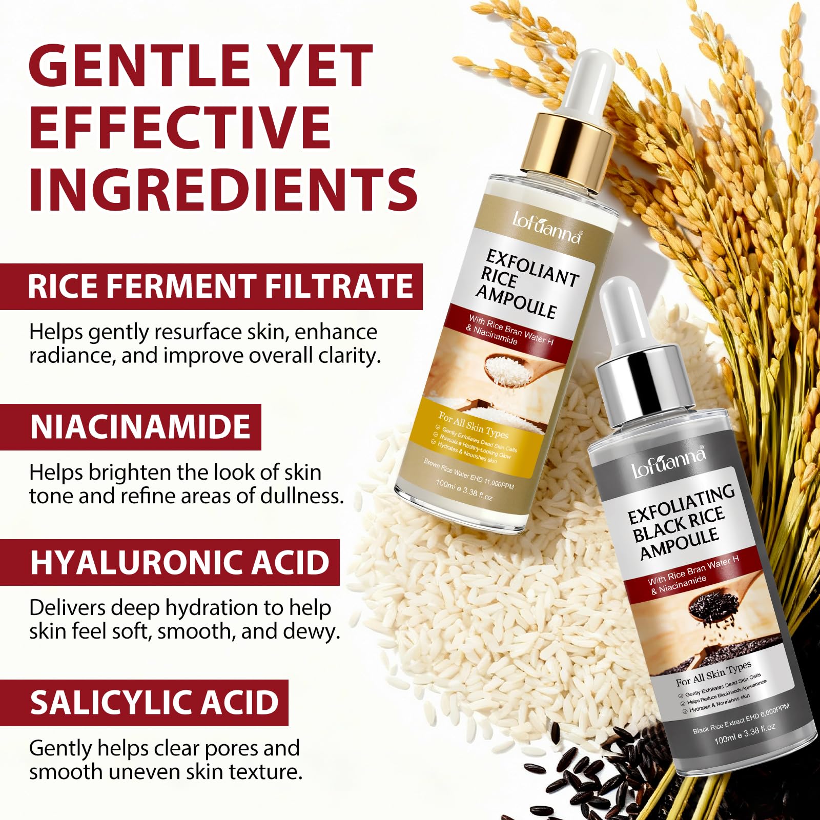 liiutry Glow Rice Ampoule Duo corps: hydratation douce pour le corps.