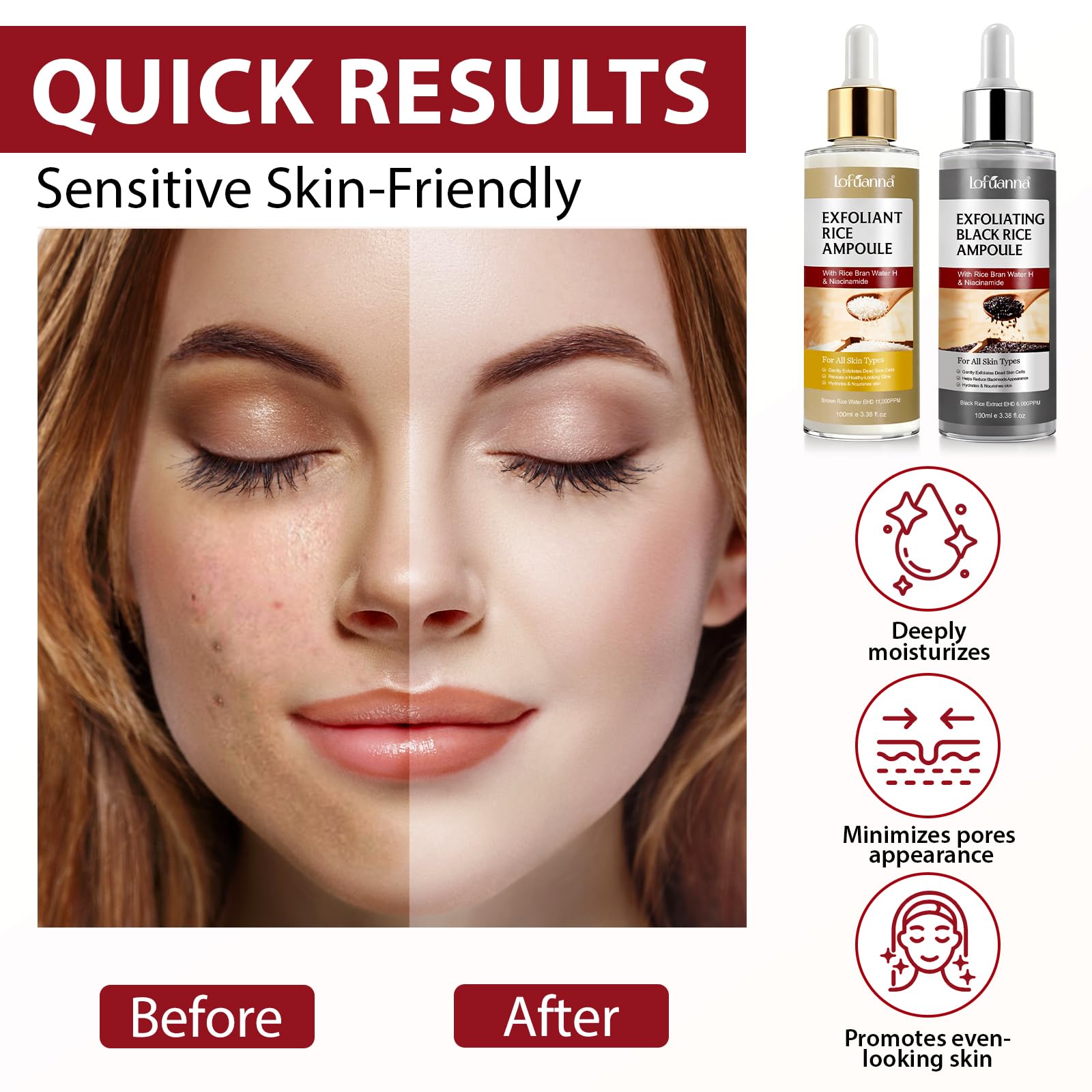 liiutry Glow Rice Exfoliant Blanc Riz: élimination progressive des impuretés.