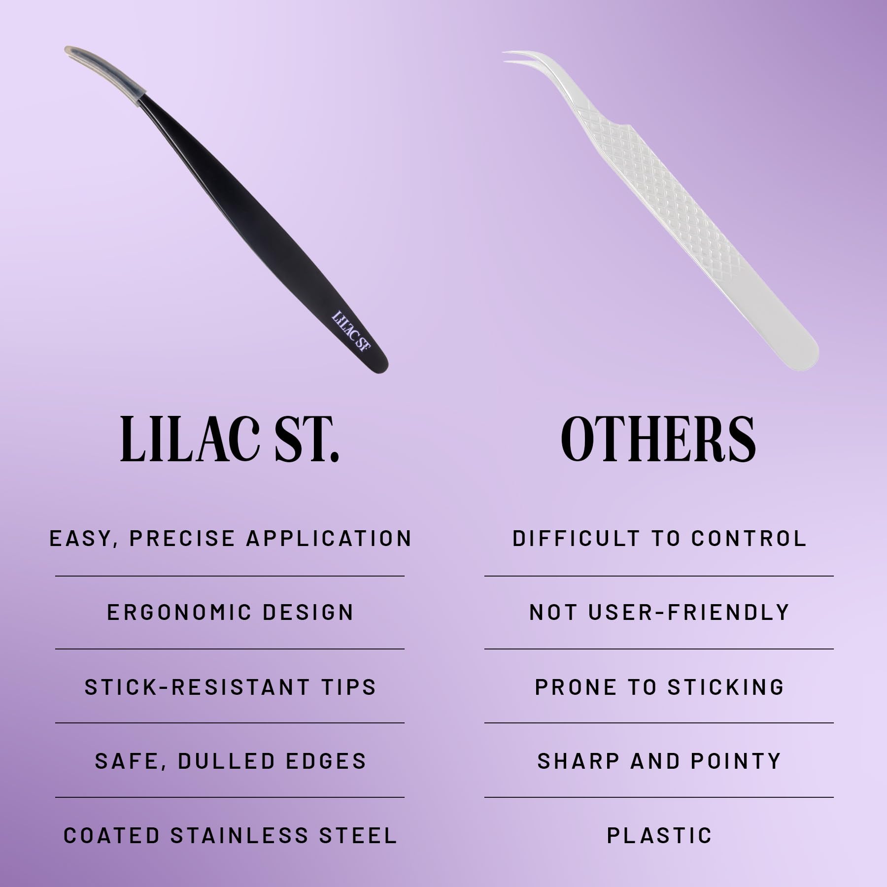 Lilac St embouts emoussees securite cils: securite accrue lors de l’application.