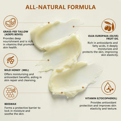 Lilei Beauty beef tallow balm spread demonstrates fast absorption and non greasy feel.