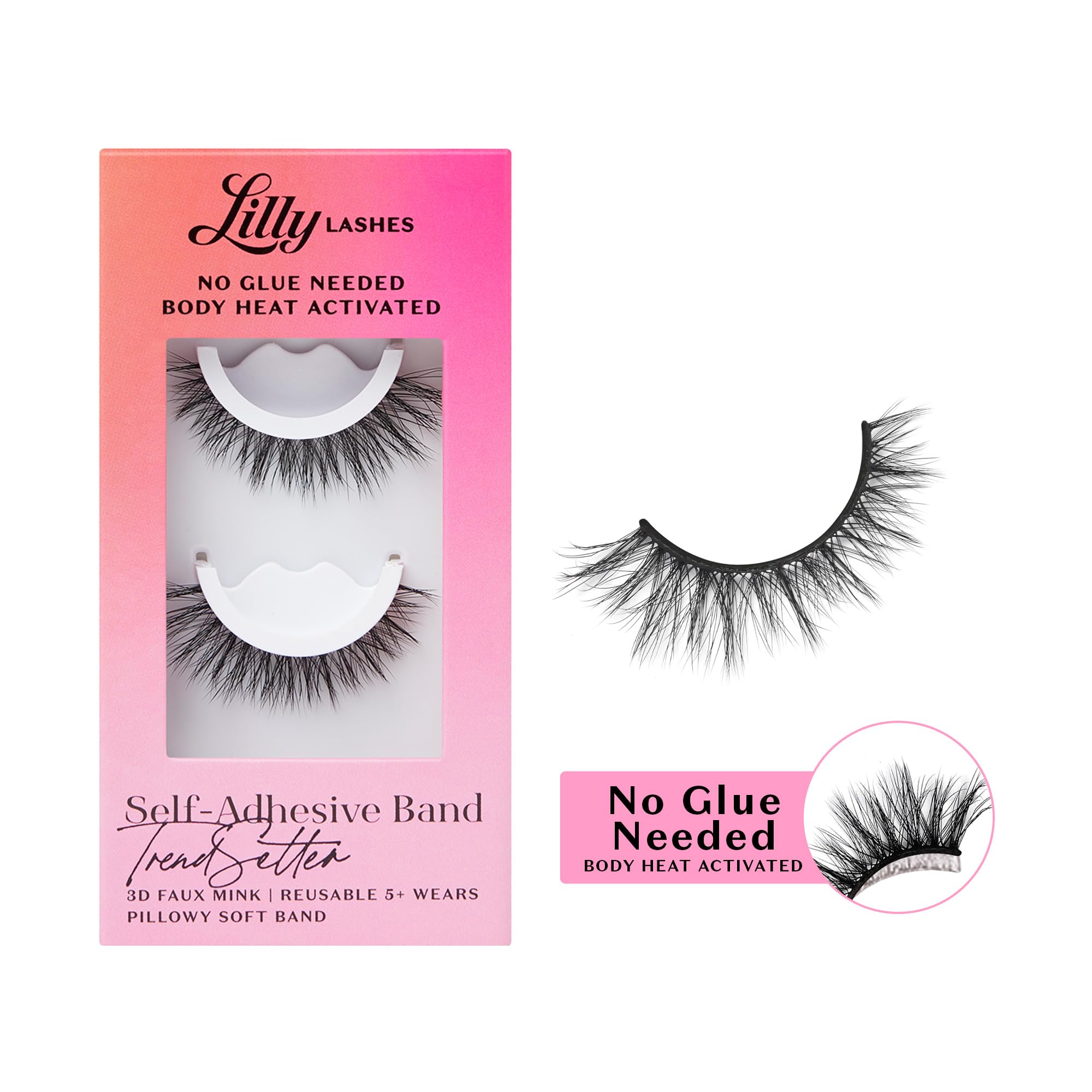 Cils Lilly Lashes 3D auto-adhésifs, bande légère et confortable.