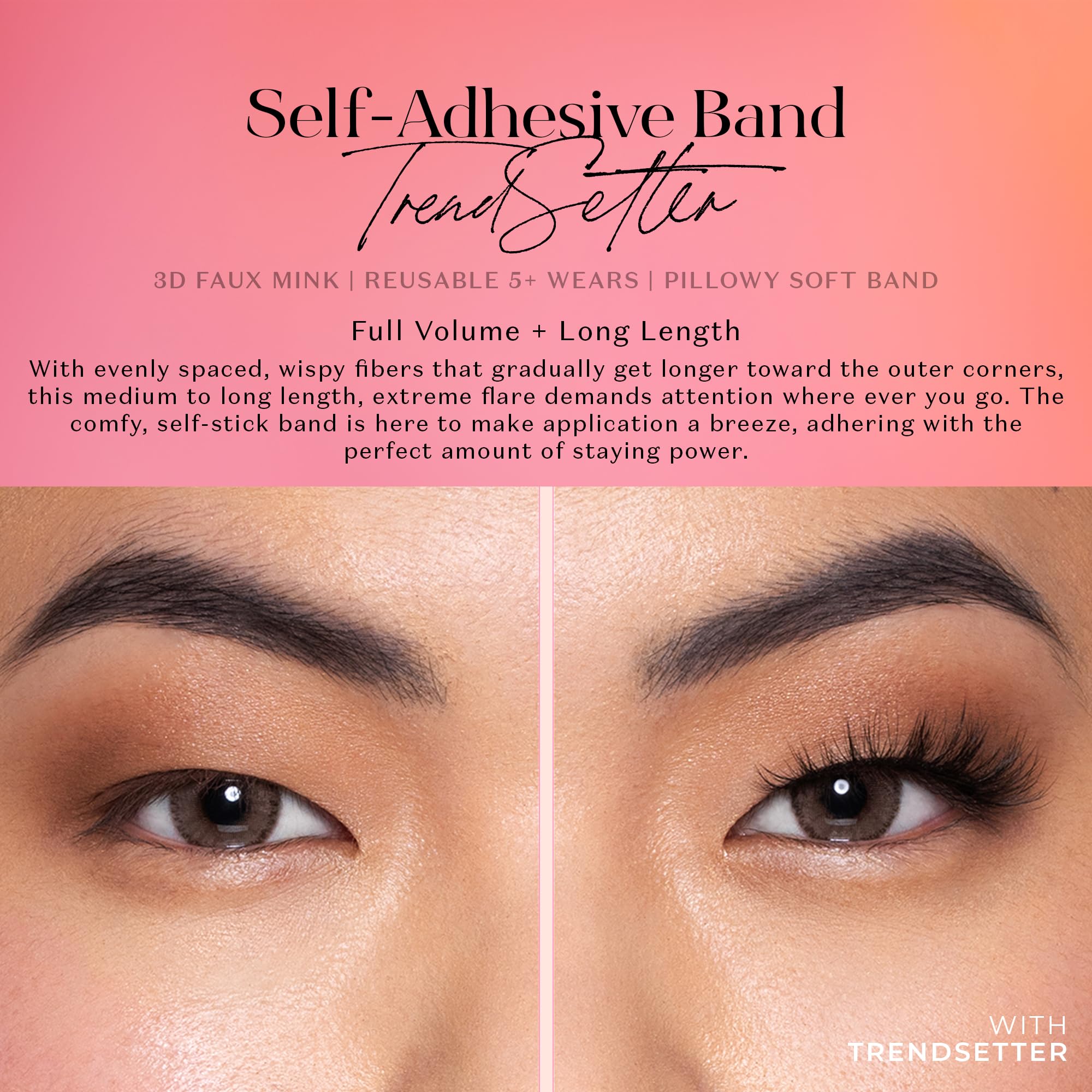 Activation par chaleur du corps qui adhère naturellement avec Lilly Lashes.