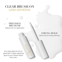 Close-up of Lilly Lashes brush-on applicator showing precision application.