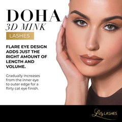 Lilly Lashes Doha 3D Mink regard cat-eye fluffy pour un effet lift subtil.