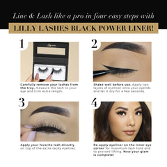 Lilly Lashes Power Liner lash application on eyelid with extra-tacky hold.