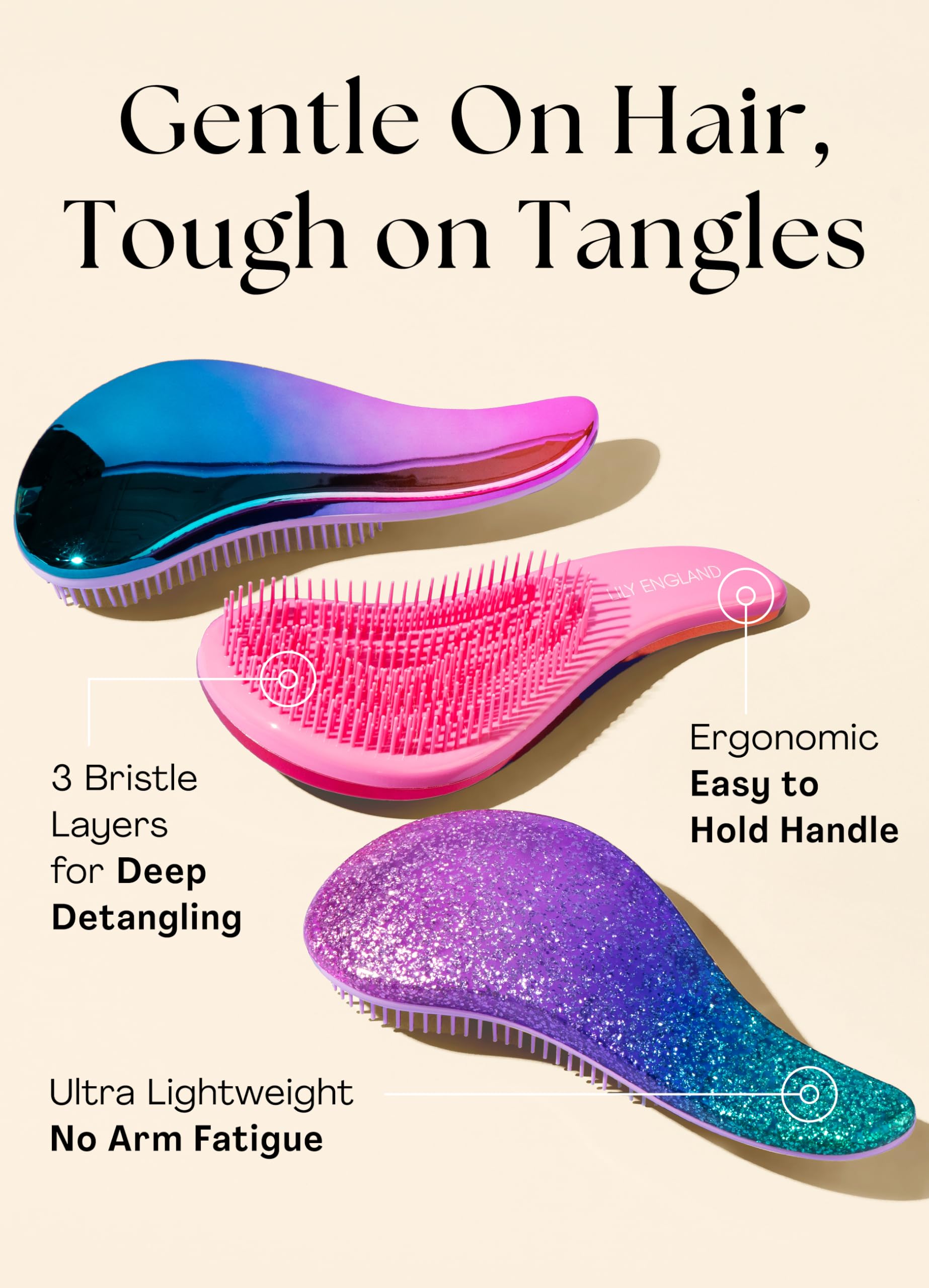 Brosse Lily England pour enfants heureux démêlage rapide et sans pleurs