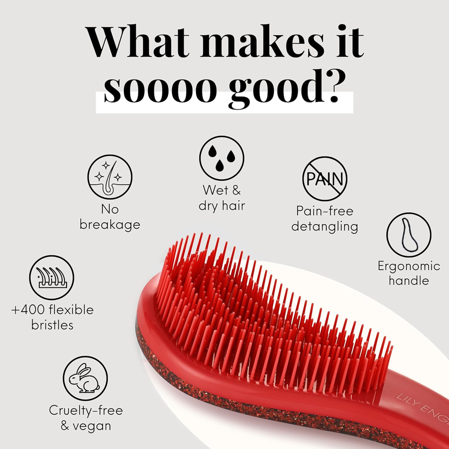 Brosse pour enfants Lily England douce, idéale pour démêler sans pleurs.