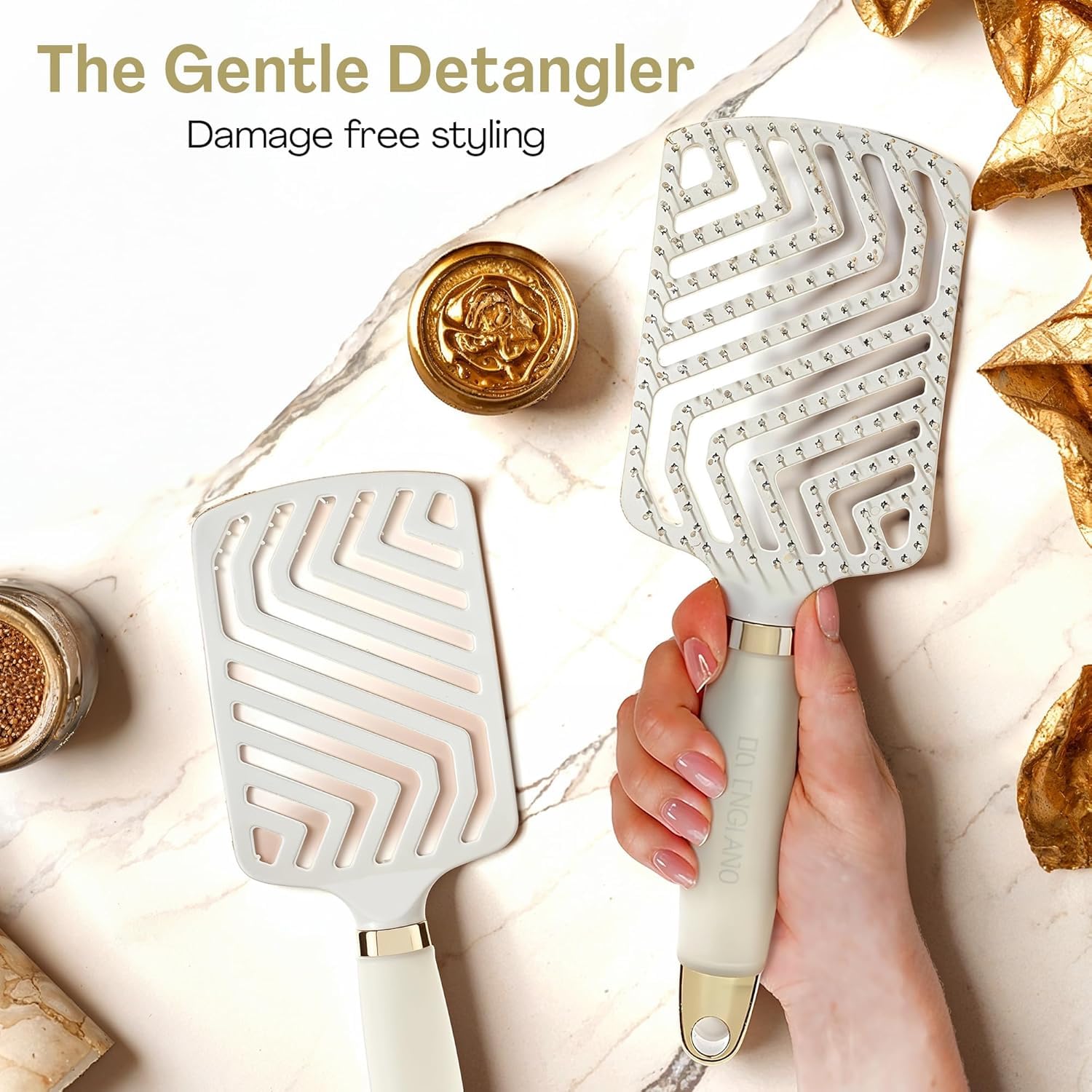 Brosse Lily England Paddle beige, usage quotidien simple après shampooing