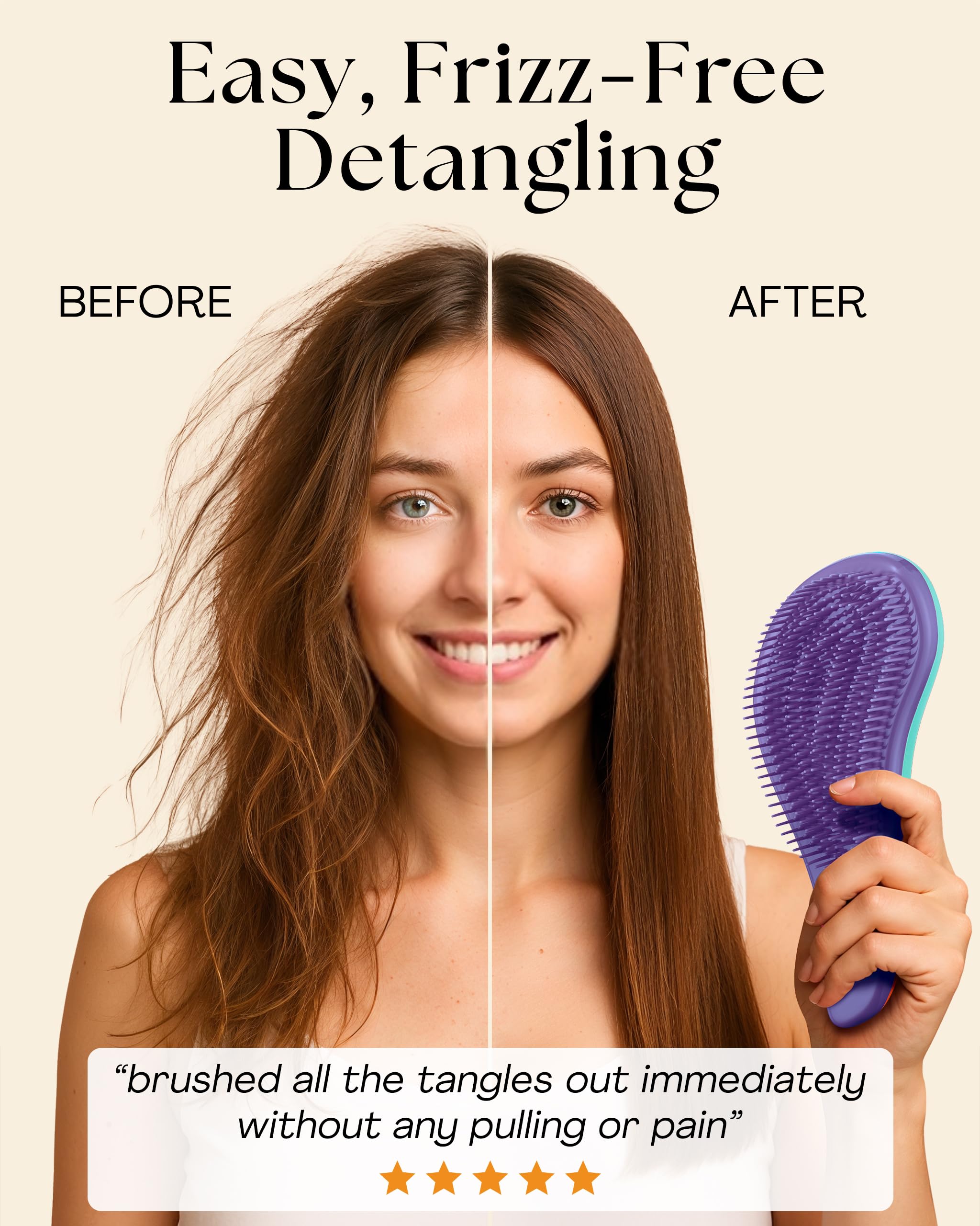 Peigne Lily England détanglante avec dents larges pour nœuds tenaces