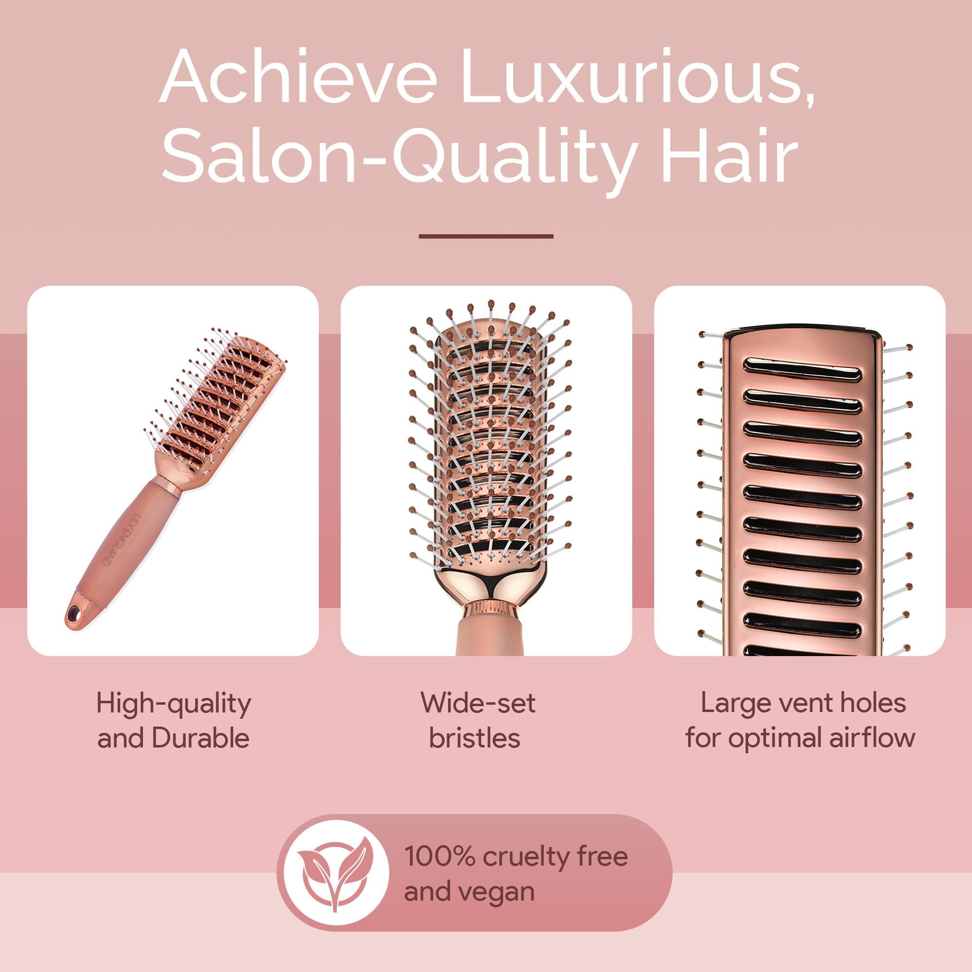 Finition rose doré élégante de la brosse Lily England.