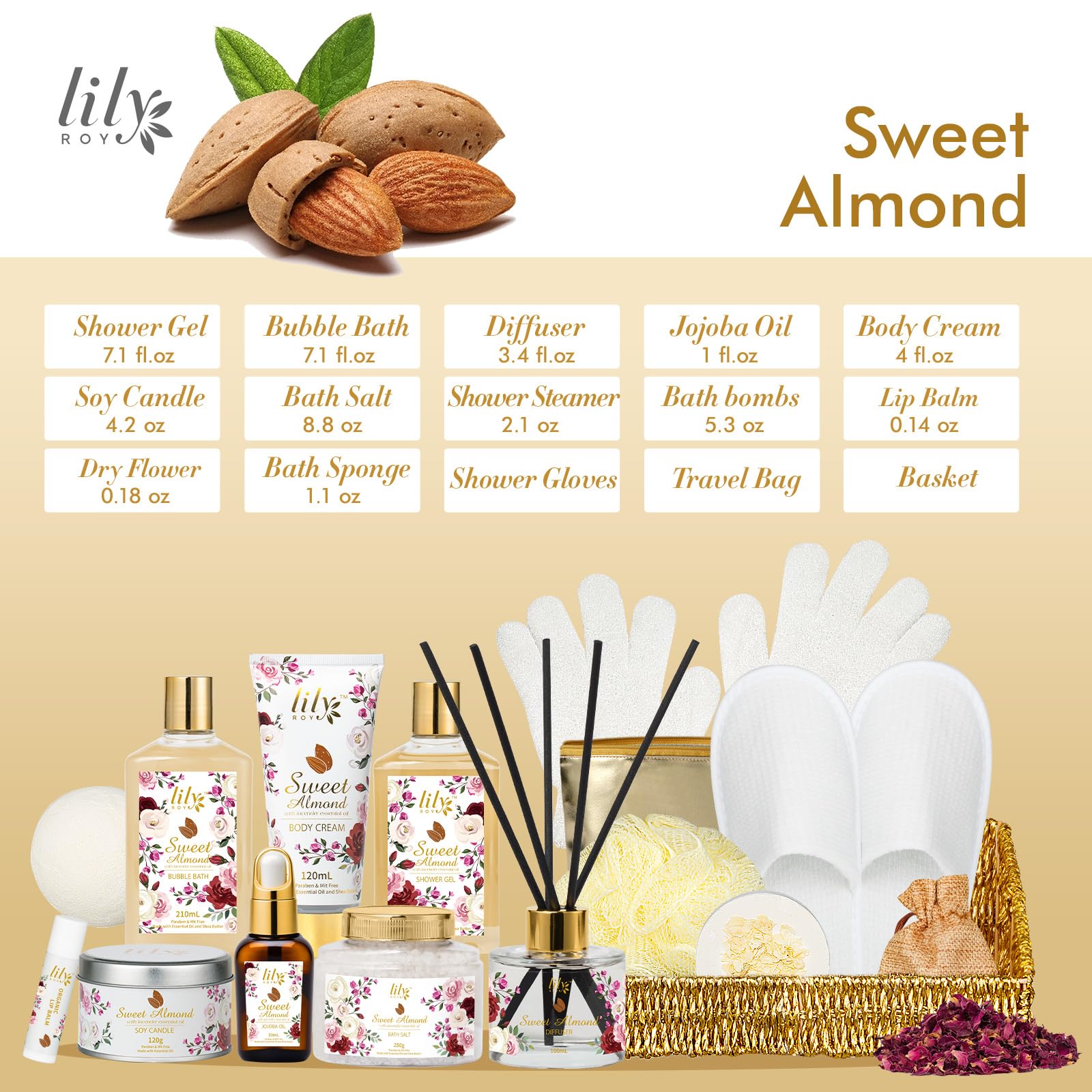 Gel douche amande Lily Roy pour peau douce et hydratée.