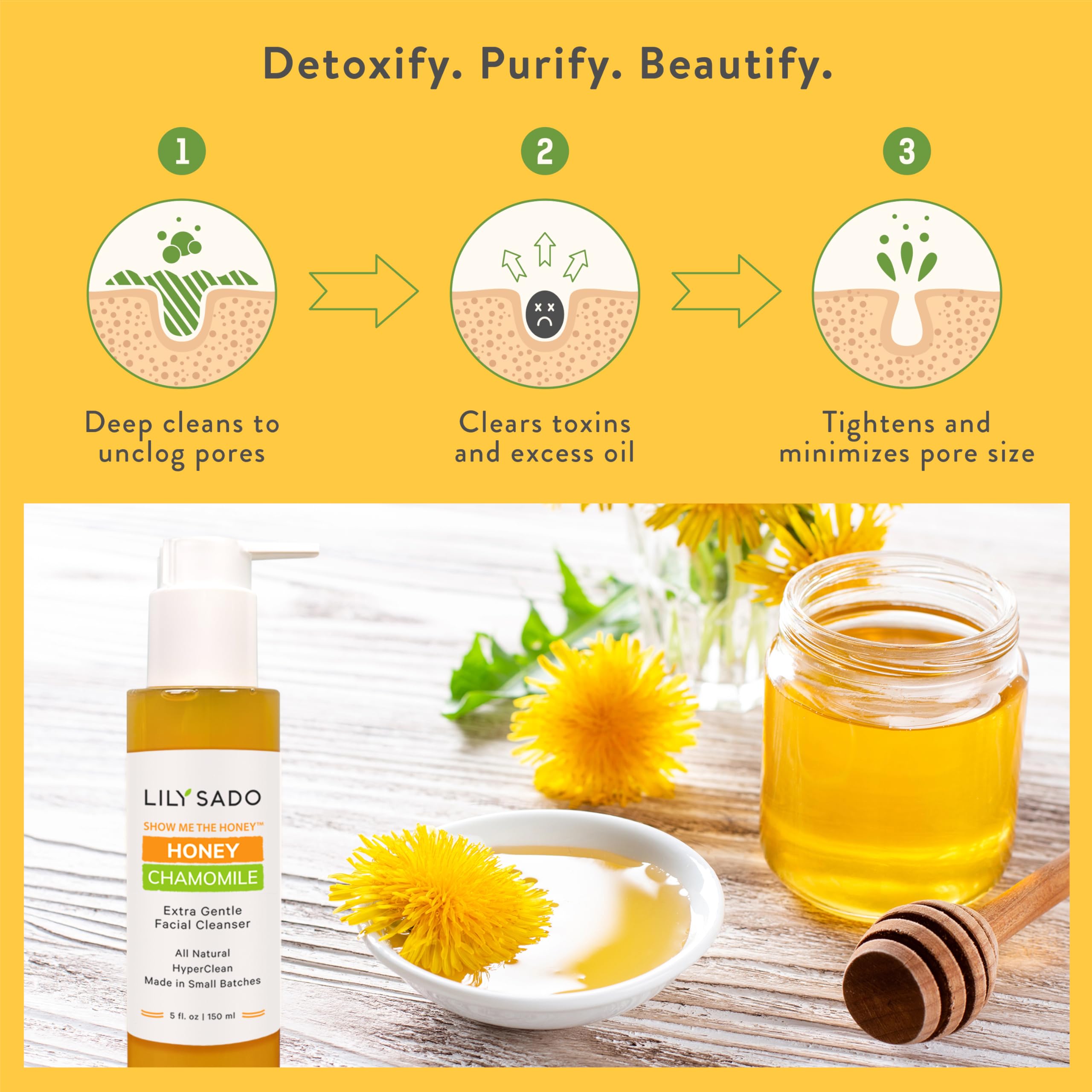 LILY SADO SHOW ME THE HONEY™ – Senteur naturelle de miel et camomille s’estompe après rinçage.