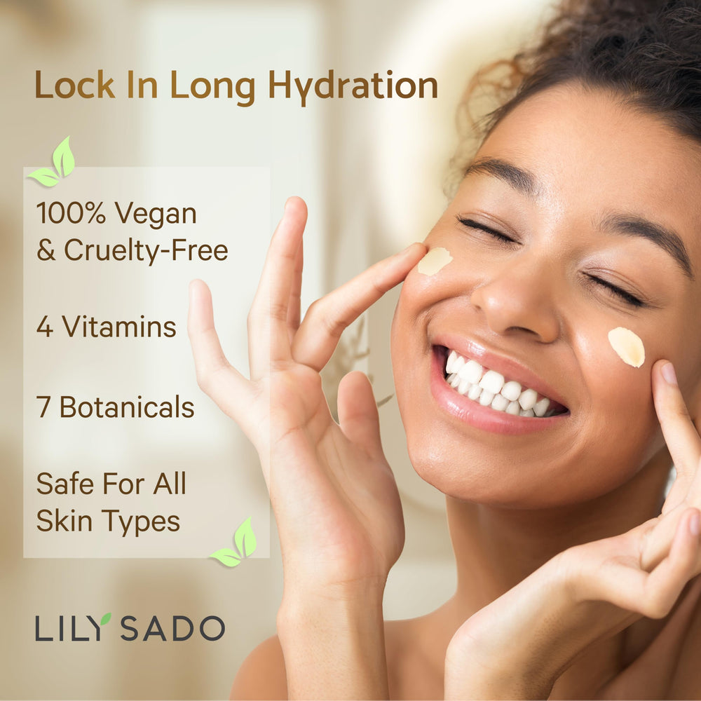 LILY SADO Tea+C coffee-beans image highlights caffeine-rich formula for energizing morning skincare