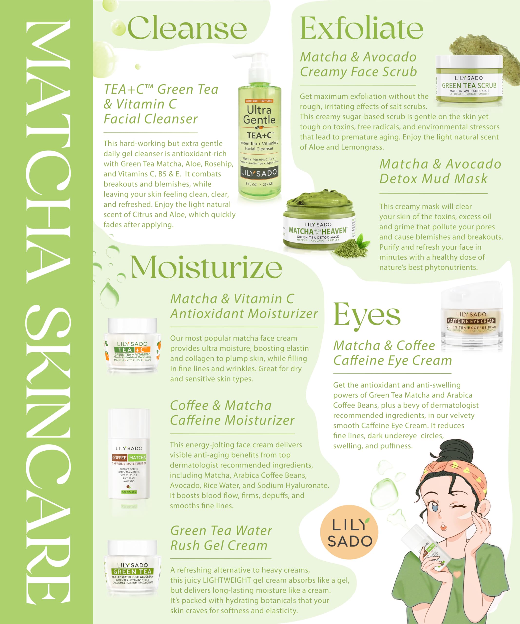 LILY SADO Tea+C eye-application shows gentle patting for potential puffiness reduction and hydration
