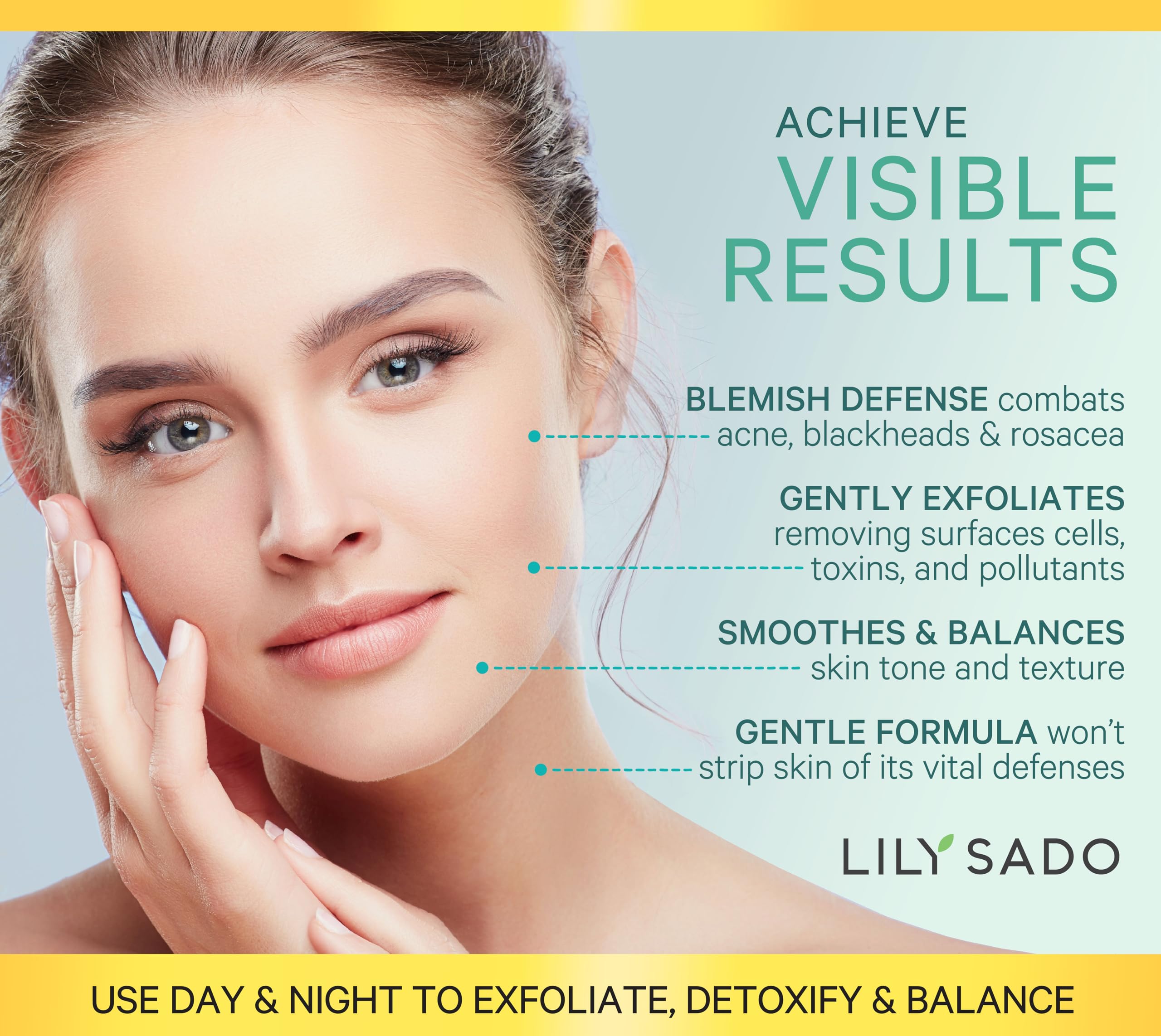 LILY SADO Tea+C cleanser aloe visuals indicating soothing hydration for sensitive skin