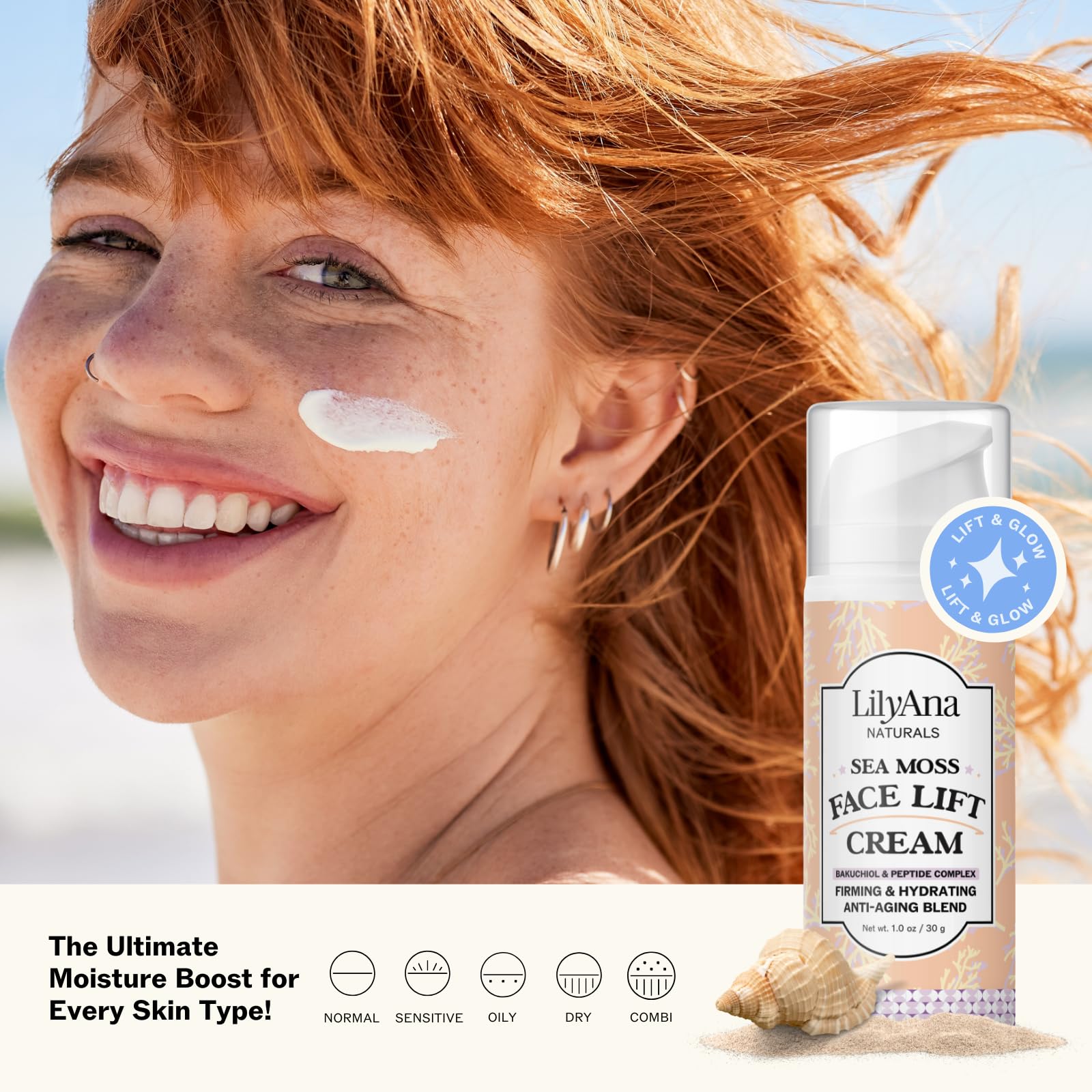 Ingrédients marins nourrissants de LilyAna Naturals Bakuchiol pour la peau.