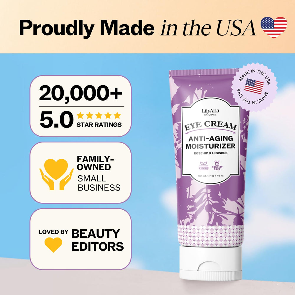 LilyAna Crème Yeux, complexe rosehip hibiscus pour éclairer le regard.