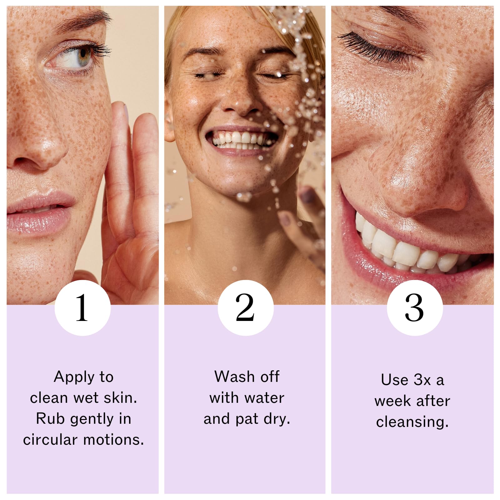 LilyAna Naturals Charbon: application en mouvements circulaires sur peau humide