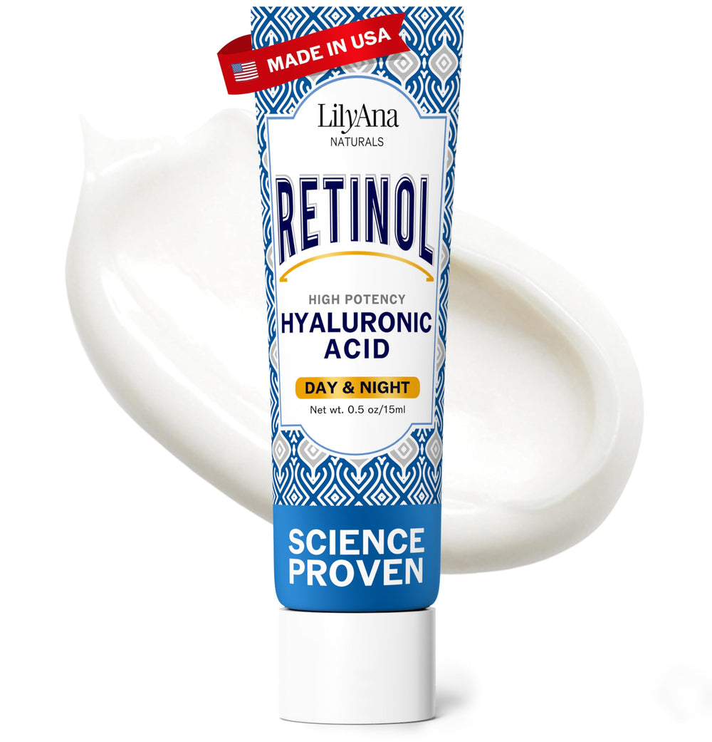 Crème retinol LilyAna Naturals pour visage, texture luxueuse et fermeté