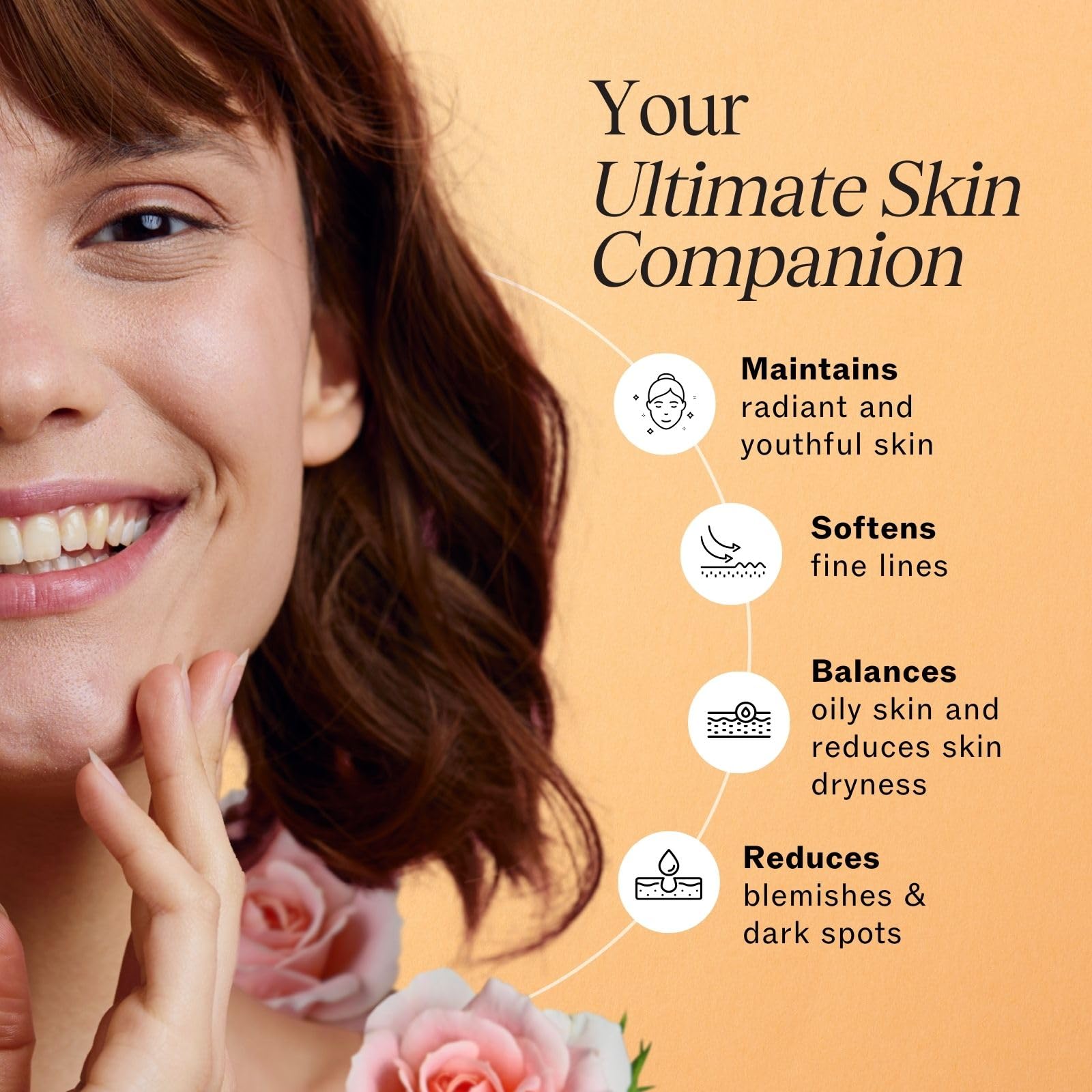 LilyAna Naturals présente des ingrédients rose et aloe vera pour éclat et douceur.