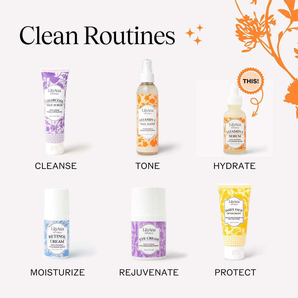 Sérum LilyAna Naturals Vitamin C, antioxydants pour protection quotidienne.