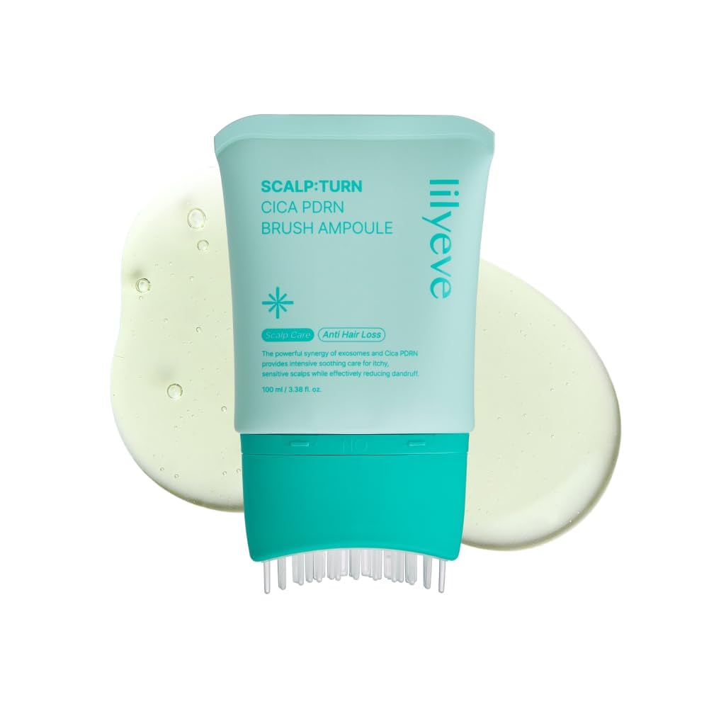 Lilyeve SCALPTURN avec brosse intégrée pour une application précise sur le cuir chevelu.