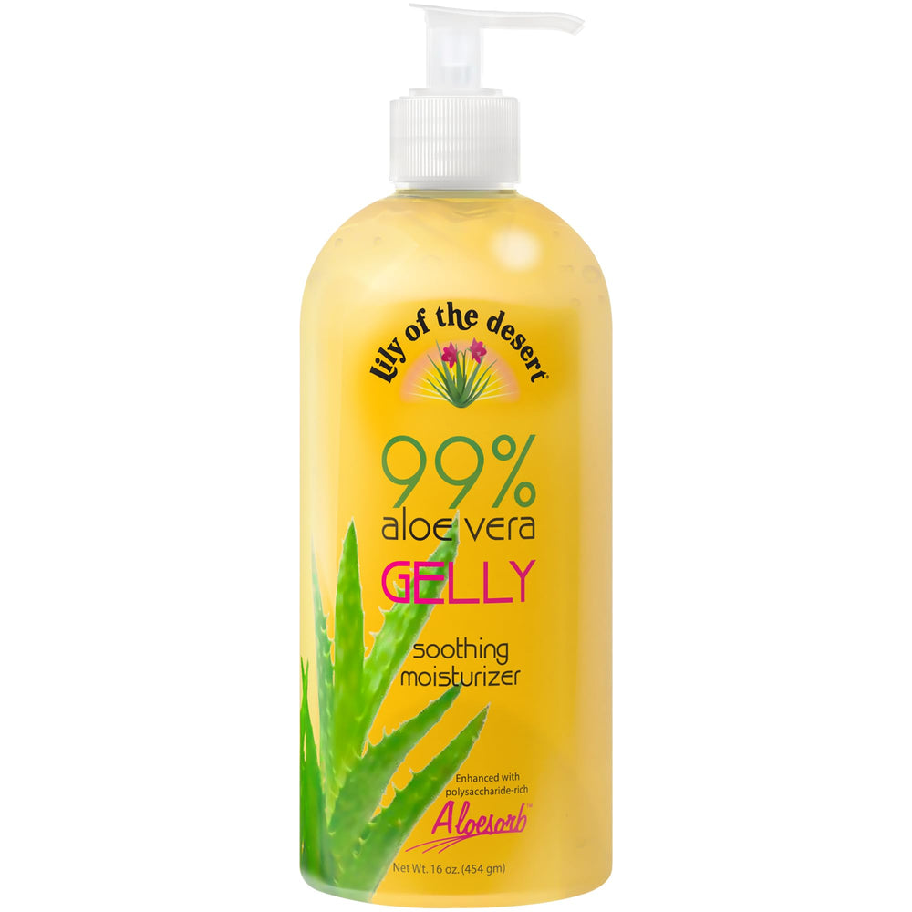 Lily Of The Desert Gelly : bouteille gel hydratant 99% Aloe pour apaiser la peau.