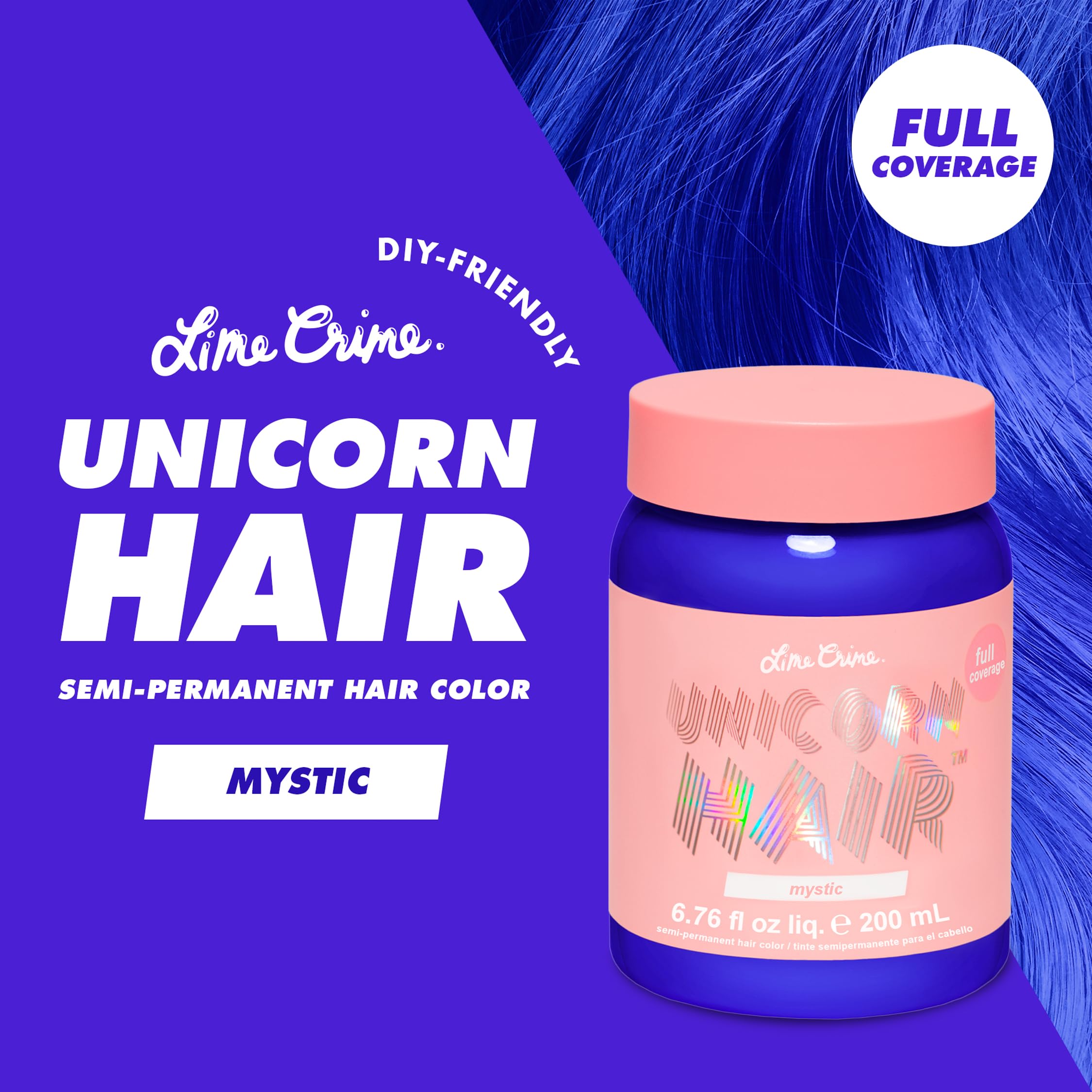 Bouteille Lime Crime teinture bleue électrique prête à l’emploi.