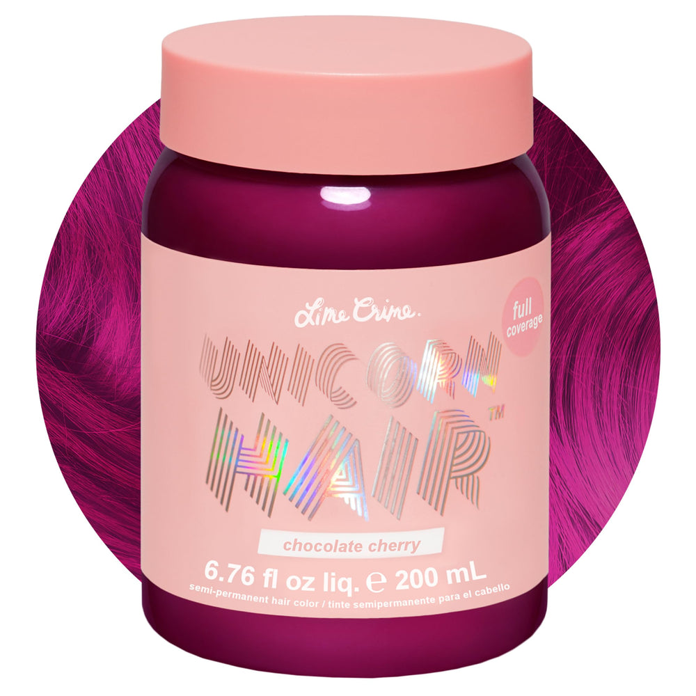 Lime Crime Chocolate Cherry : bouteille de teinture vegan prête à l’emploi.