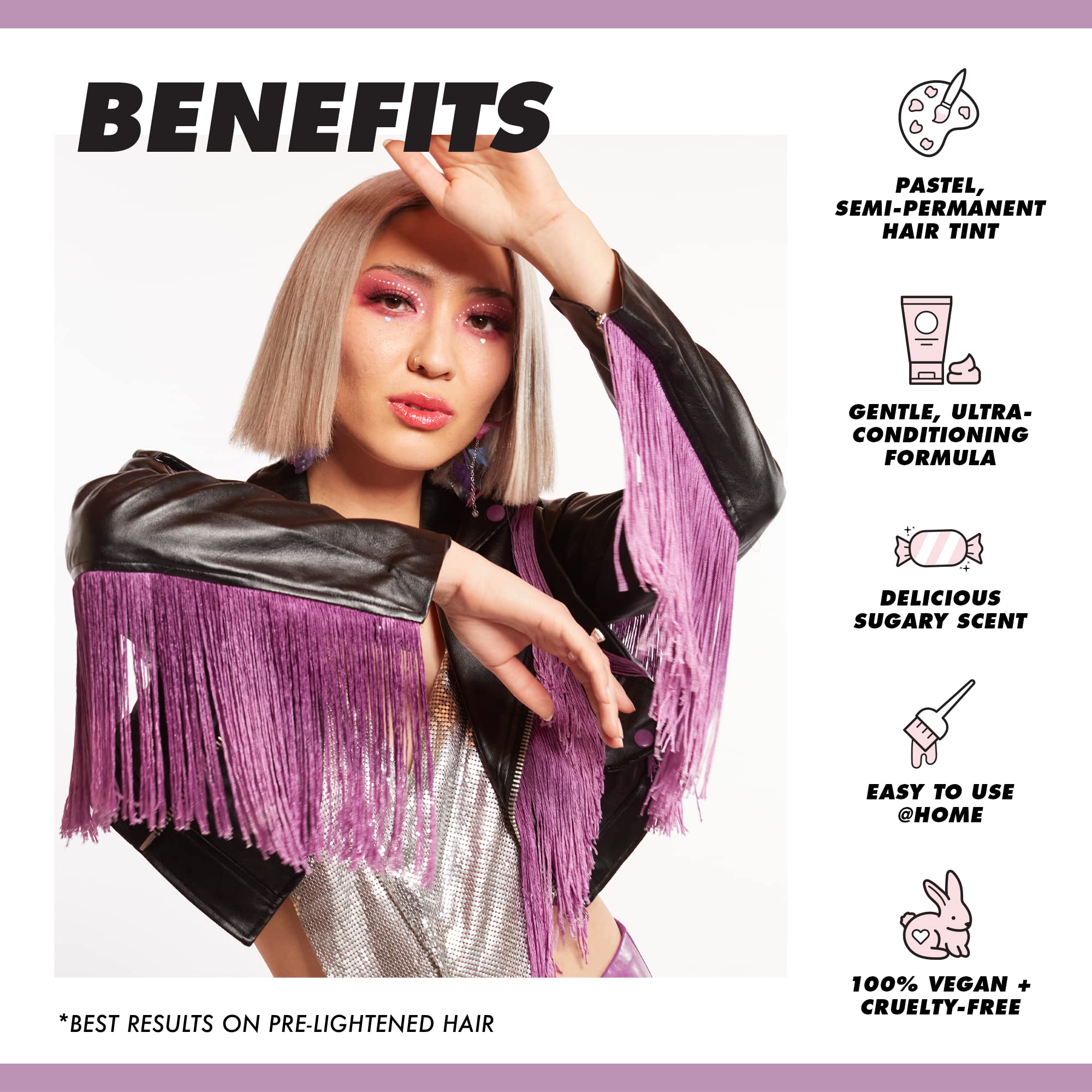 Lime Crime Unicorn Hair Oyster : swatch pour estimer l’effet sur cheveux pré-blondis.