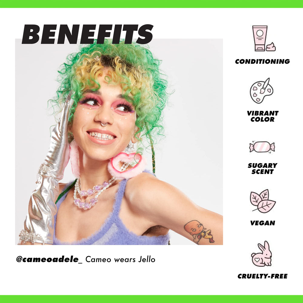 Texture crème du Jello Lime Crime, soin hydratant qui nourrit les cheveux.