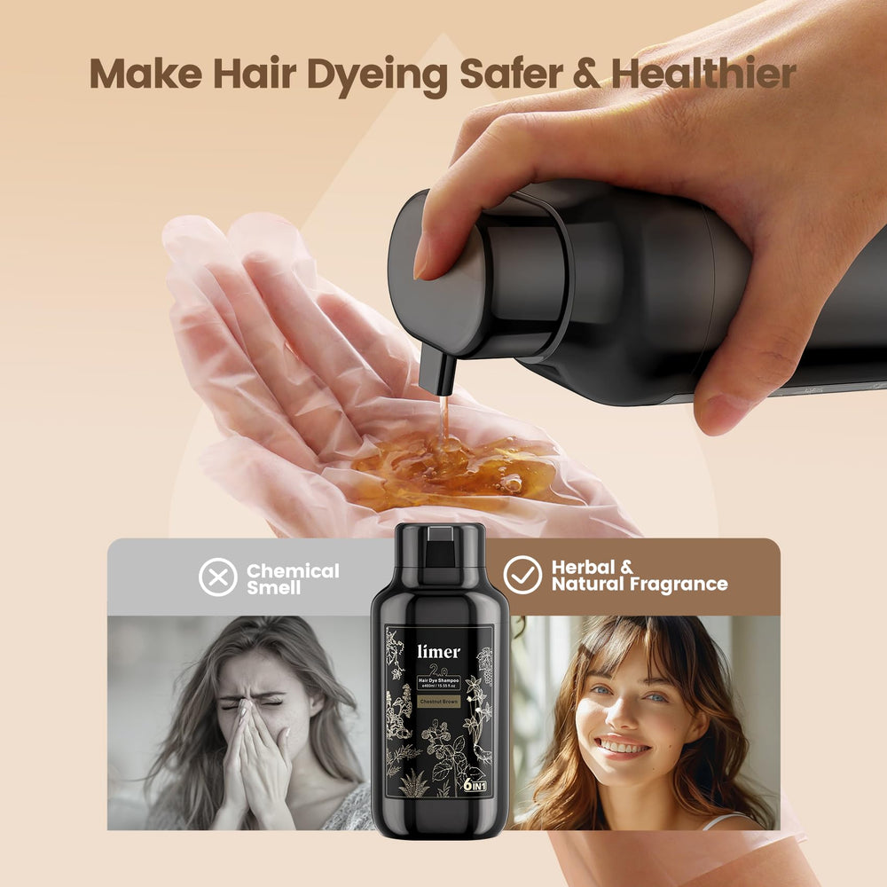 Limer Shampoing couleur Café – mousse légère pour une couvrance douce.