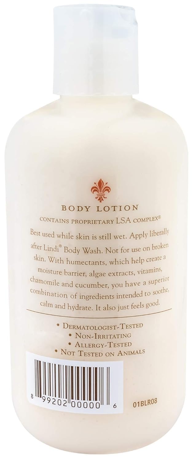 Lindi Skin lotion corporelle après la douche, nourrissante pour peau fragile.
