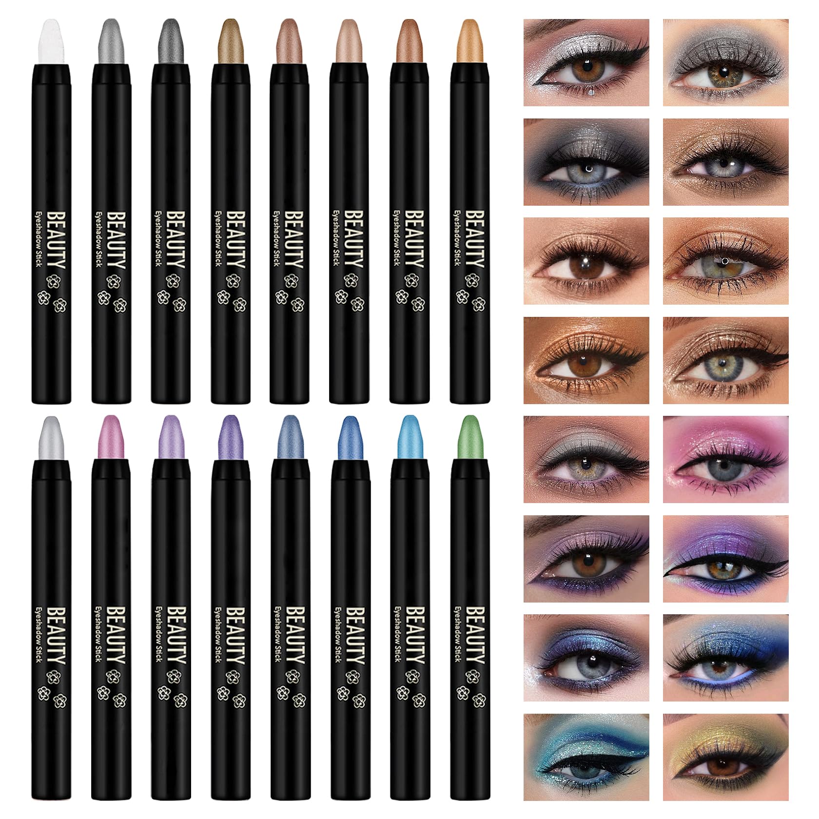 LingHaoLH ensemble 16 sticks ombre crème, palette polyvalente pour tous les styles.