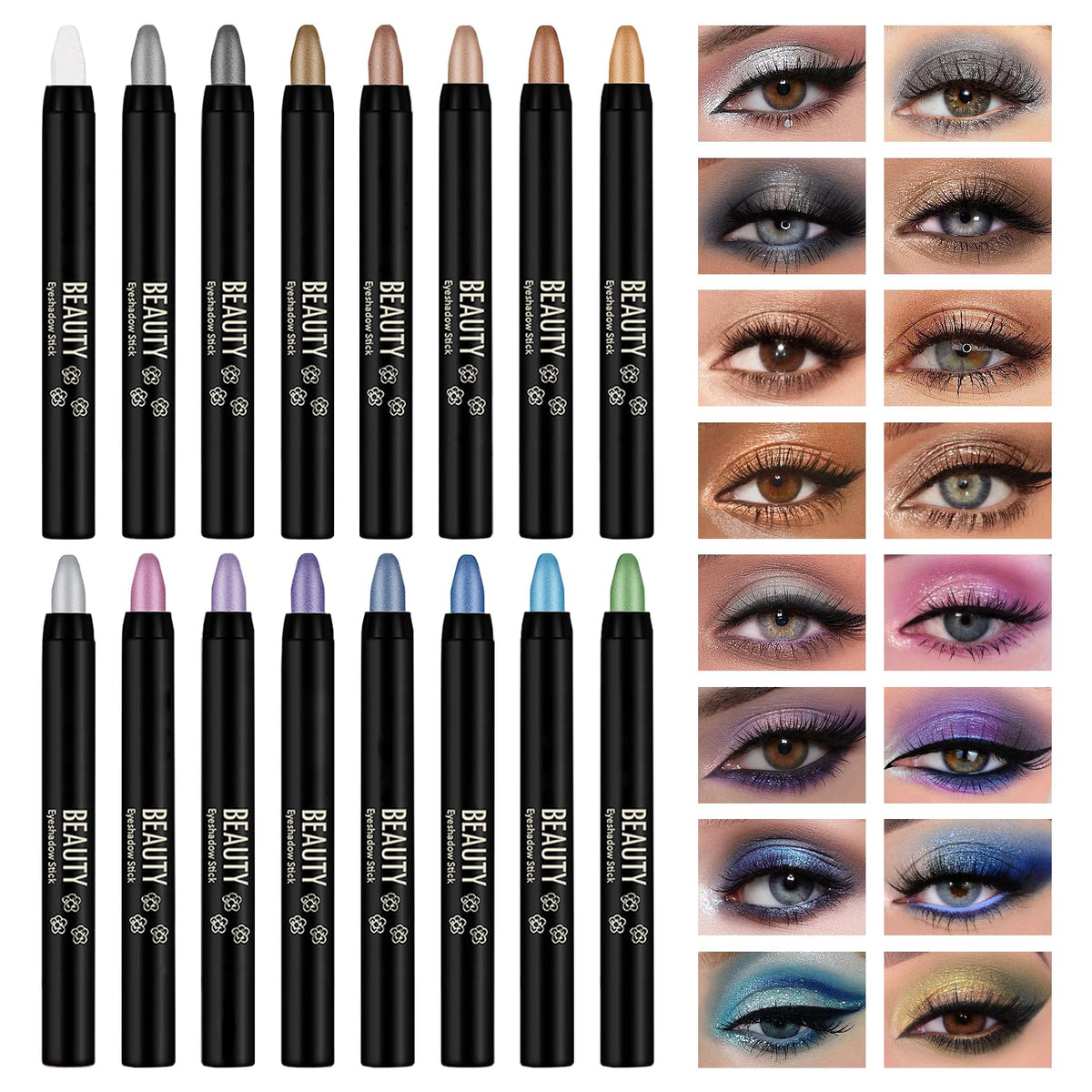 LingHaoLH ensemble 16 sticks ombre crème, palette polyvalente pour tous les styles.