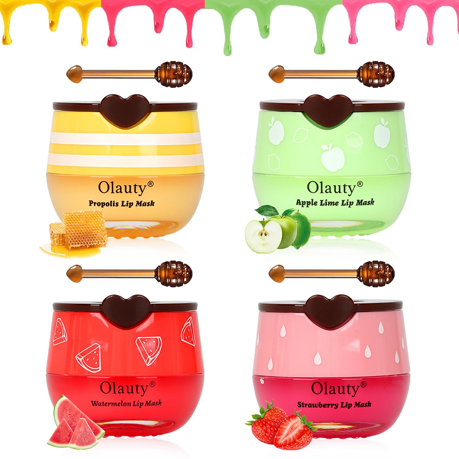 Lingyun pot masque lèvres au miel fraise, hydratation durable pour lèvres douces.