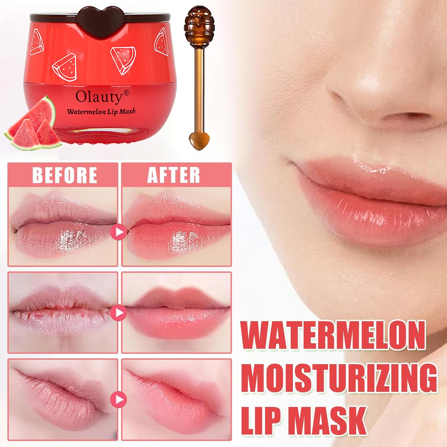 Lingyun pot masque lèvres au miel pastèque, soin nourrissant et hydratant.