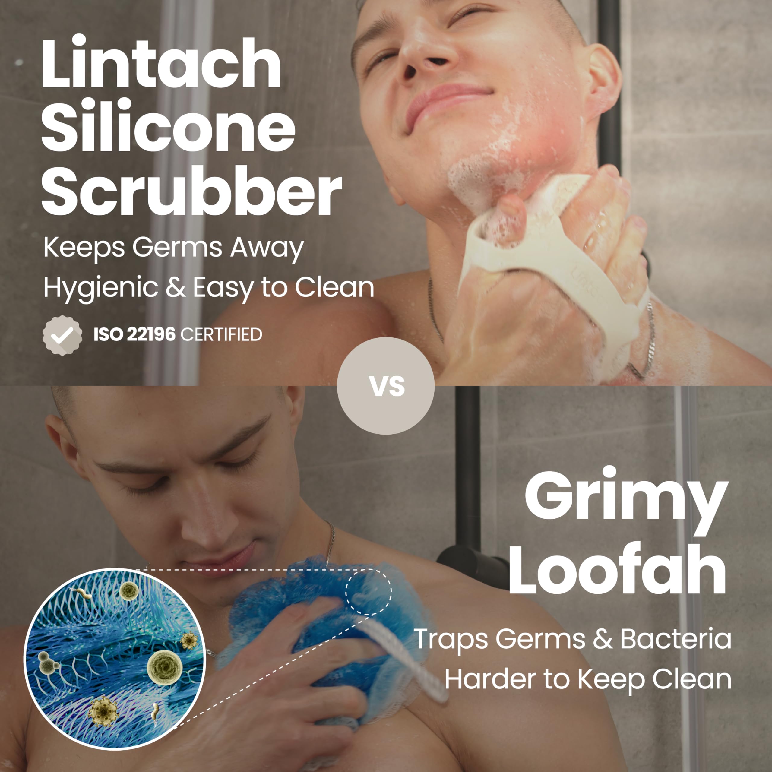 Lintach exfoliant silicone zinc argent hygiénique, purification en douceur.